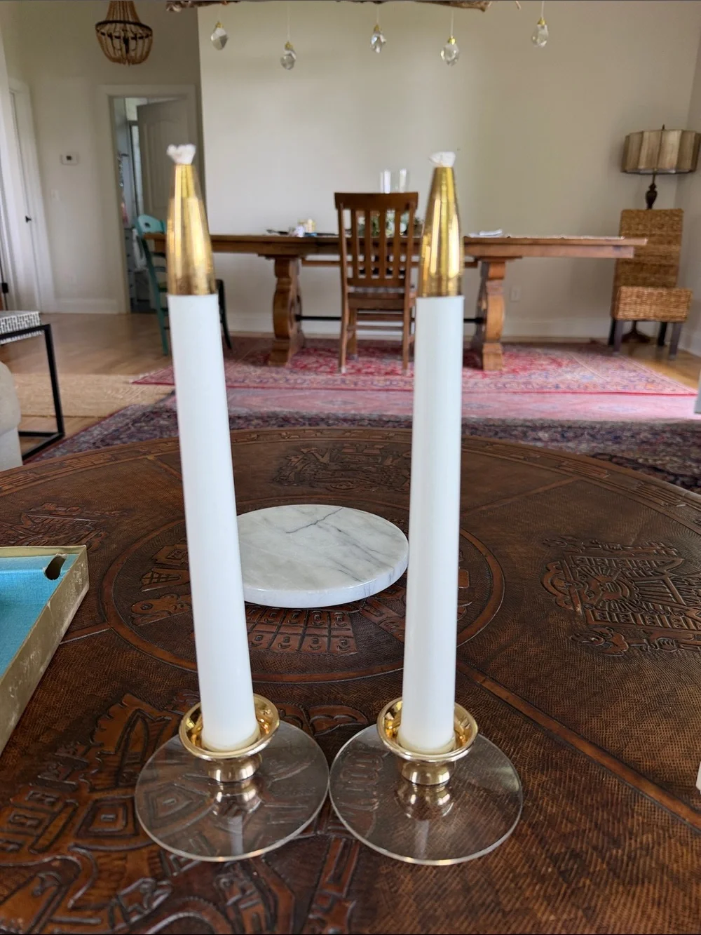 Ivory Taper Candles with Gold Tip